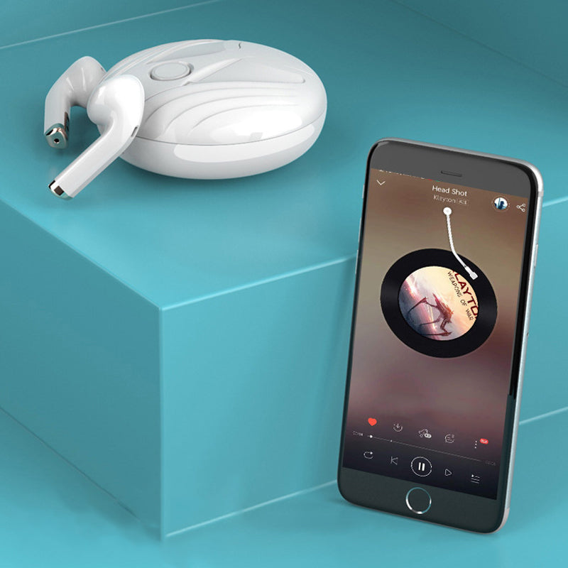 "TWS trådlösa Bluetooth-hörlurar IPX5 i vit och svart, modern design, elegant och vattentät för alla aktiviteter."