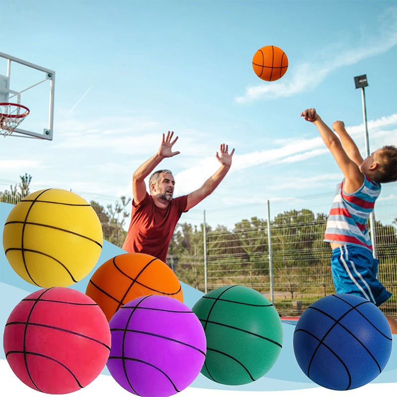 "Tyst mjuk PU-skum basketboll i grönt och blått, idealisk för inomhusträning. Perfekt för tyst och flexibel spelupplevelse."