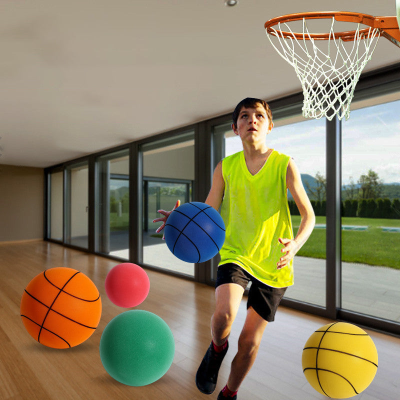 "Tyst mjuk PU-skum basketboll i grönt och blått, idealisk för inomhusträning. Perfekt för tyst och flexibel spelupplevelse."