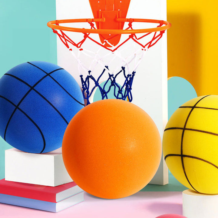 "Tyst mjuk PU-skum basketboll i grönt och blått, idealisk för inomhusträning. Perfekt för tyst och flexibel spelupplevelse."