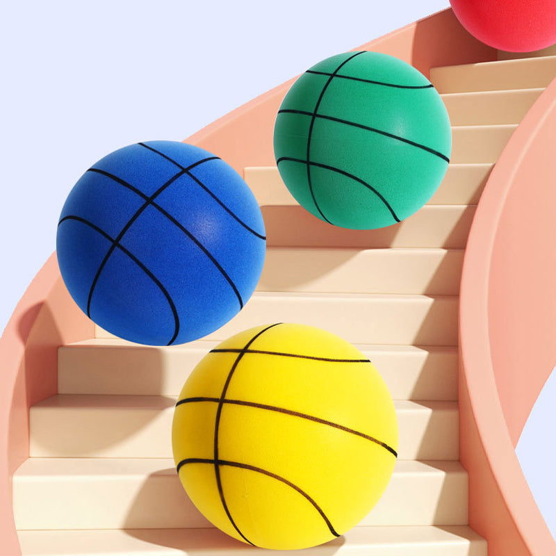 "Tyst mjuk PU-skum basketboll i grönt och blått, idealisk för inomhusträning. Perfekt för tyst och flexibel spelupplevelse."