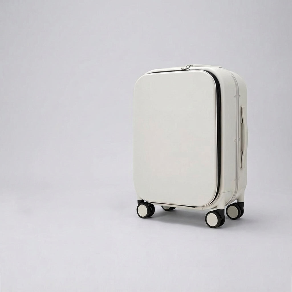 Kompakt och tystgående Navisphere spinner bagage i aluminium, idealisk för korta resor med god organisation.