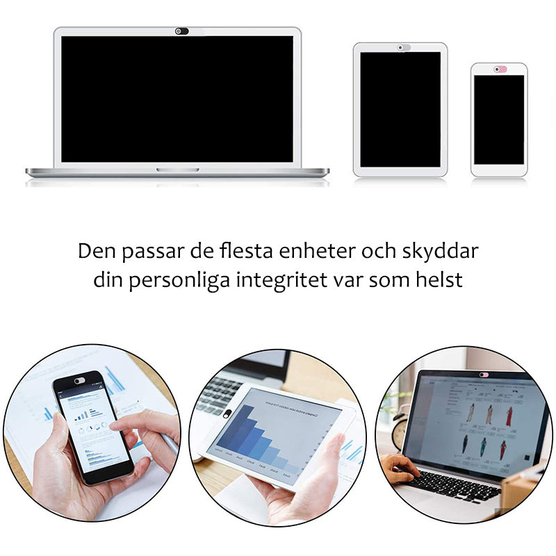 "Ultra tunn webbkamera skydd, metallfinish i 3-pack; elegant och hållbart för dator, laptop och surfplatta."