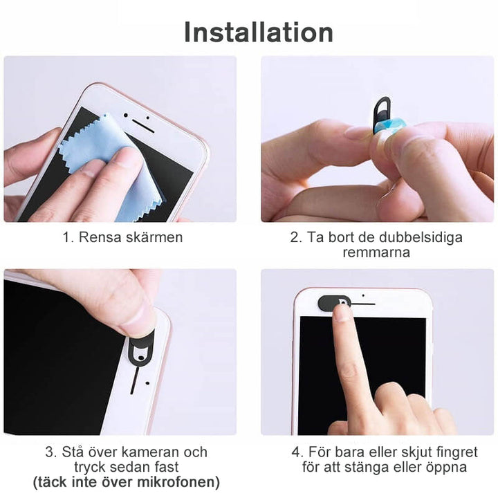 "Ultra tunn webbkamera skydd, metallfinish i 3-pack; elegant och hållbart för dator, laptop och surfplatta."
