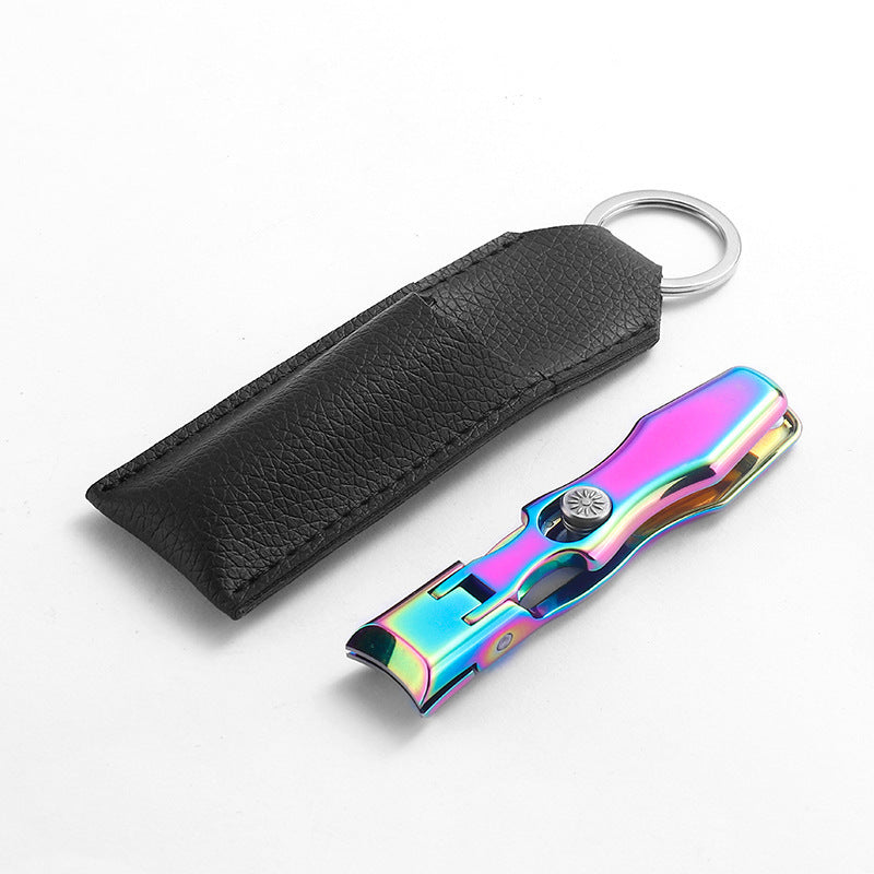 "Ultraskarp nagelklippare i rostfritt stål med modern design, effektiv för tjocka naglar, svart och silverfärg, 9x1.6 cm."