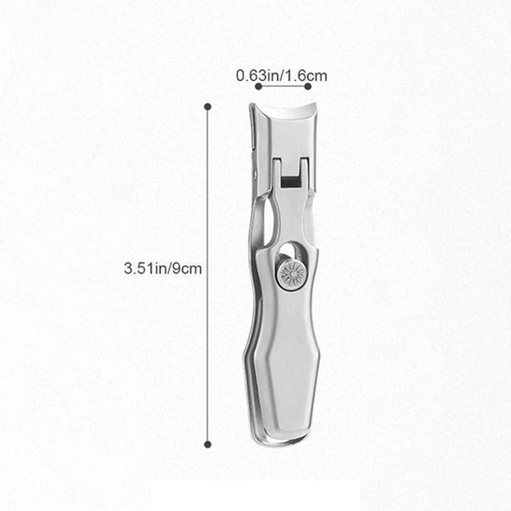 "Ultraskarp nagelklippare i rostfritt stål med modern design, effektiv för tjocka naglar, svart och silverfärg, 9x1.6 cm."