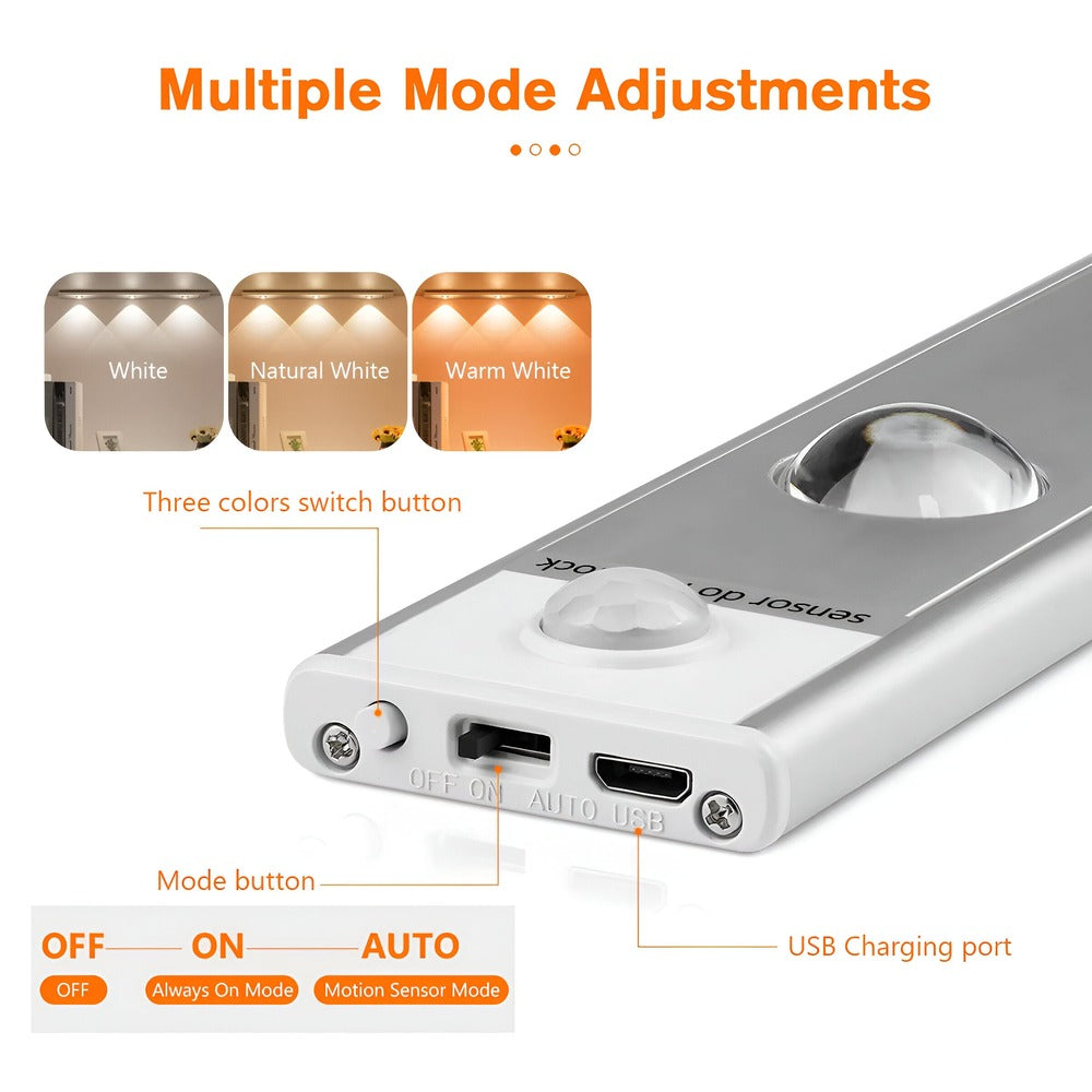 SensoBeam LED-list som vägglampa. Med rörelsesensor för automatisk tändning, USB-laddningsbar & magnetisk.