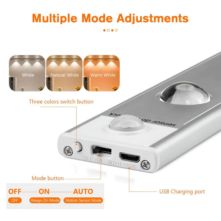 SensoBeam LED-list som vägglampa. Med rörelsesensor för automatisk tändning, USB-laddningsbar & magnetisk.