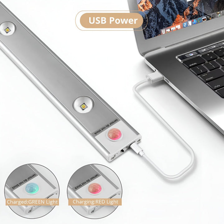 Smart sensorlampa för skåp och hyllor. Ultratunn LED-list med rörelsesensor, laddas via USB.