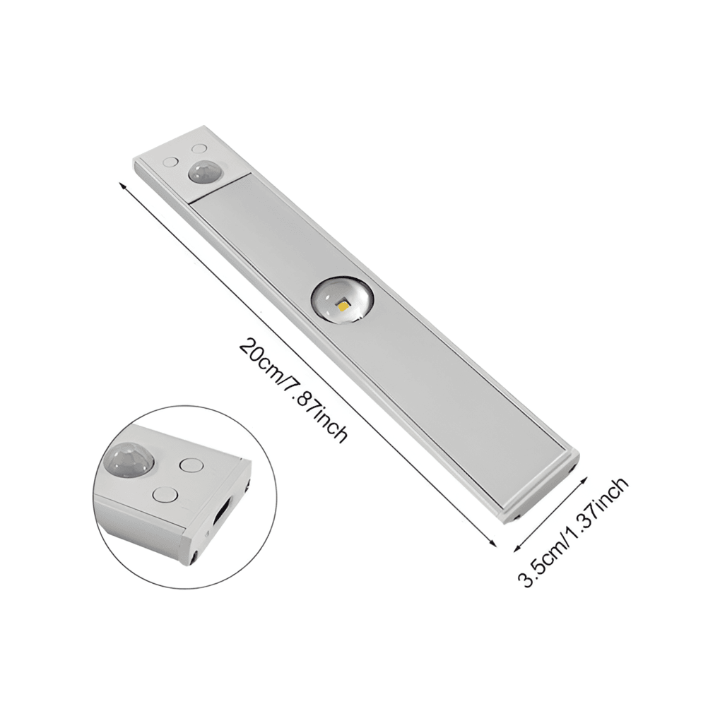 Effektiv belysning med ultratunn LED-list. USB-laddningsbar vägglampa med rörelsesensor för alla utrymmen.