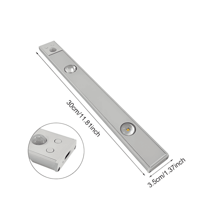 Magnetisk LED-list med rörelsesensor för enkel montering. USB-laddningsbar belysning till kök/garderob.