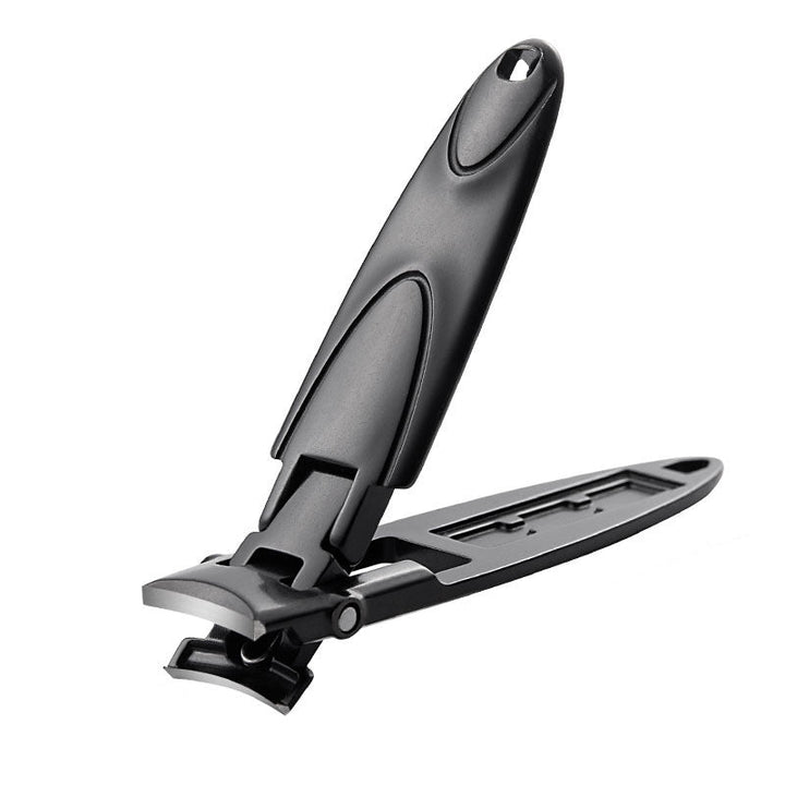 "Ultratunn portabel nagelklippare i rostfritt stål med smal och ergonomisk design, silverfärgad med en matt finish."