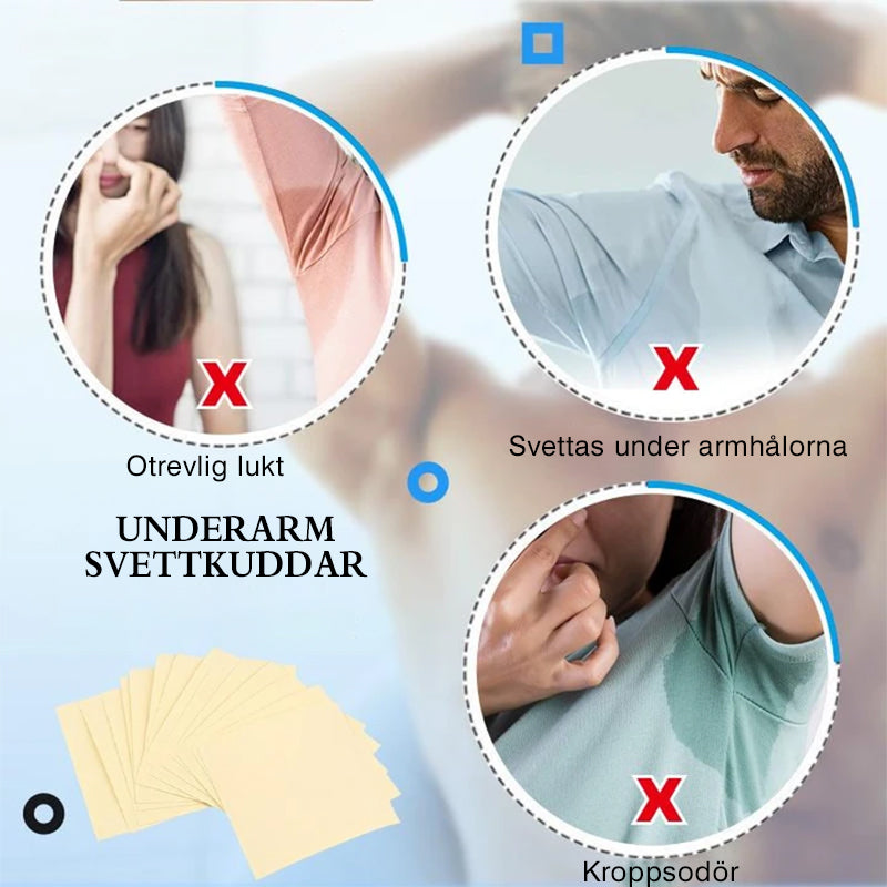"Ultratunna, osynliga deo plåster för kvinnor och män, transparenta, starkt självhäftande, bekväma mot svett och lukt."