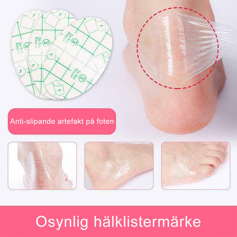 "Ultratunna självhäftande skavsårsplåster för hälen, transparenta, ovala och vattentäta för skydd mot blåsor."