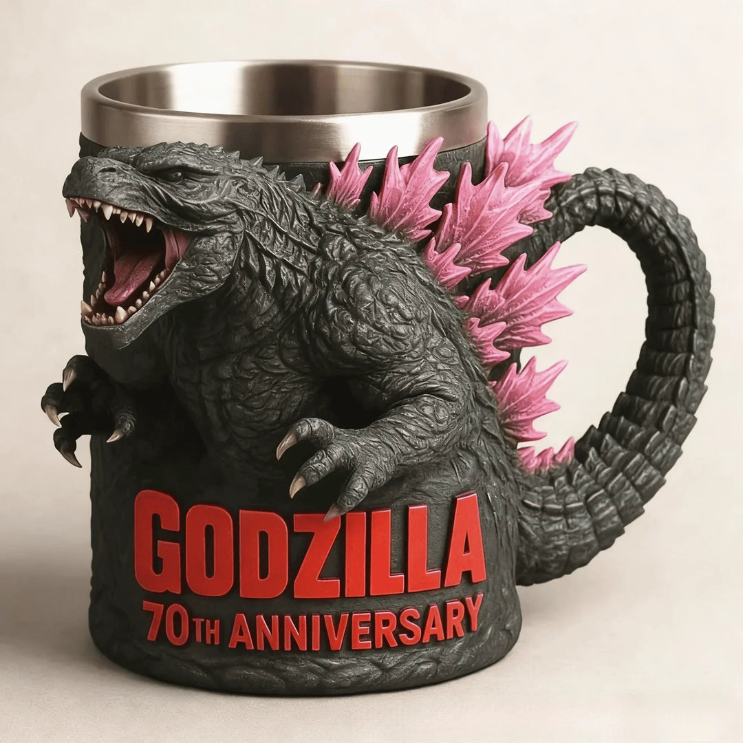 Unik 3D monstermugg i resin, samlarobjekt. Perfekt kaffemugg för fans av Godzilla, Mechagodzilla & King Ghidorah.