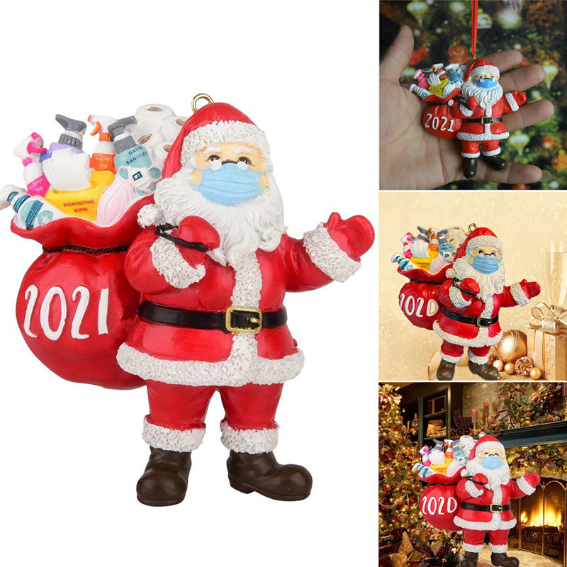 "Unik julprydnad med mask, kreativa mönster, röd snöre, traditionell och modern trädgårdsdekoration för julgran."