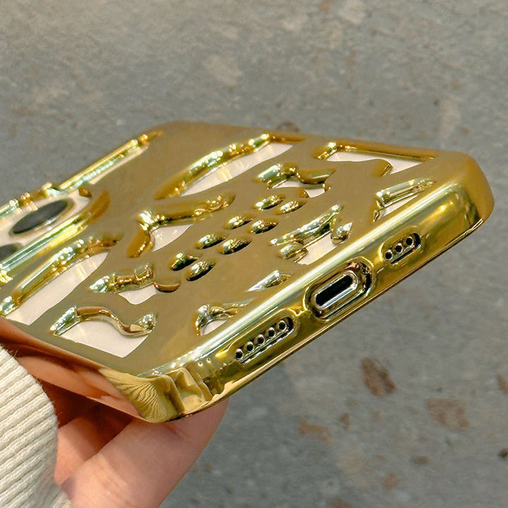 "Unikt dödskalleskal för iPhone med elegant plätering, erbjuder stilfullt skydd och trendig telefontillbehörsdesign."