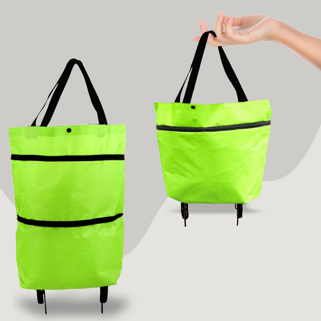 Unisex 2-i-1 shoppingväska med hjul, hopfällbar för enkel transport. Praktisk vardagsväska för dina inköp.