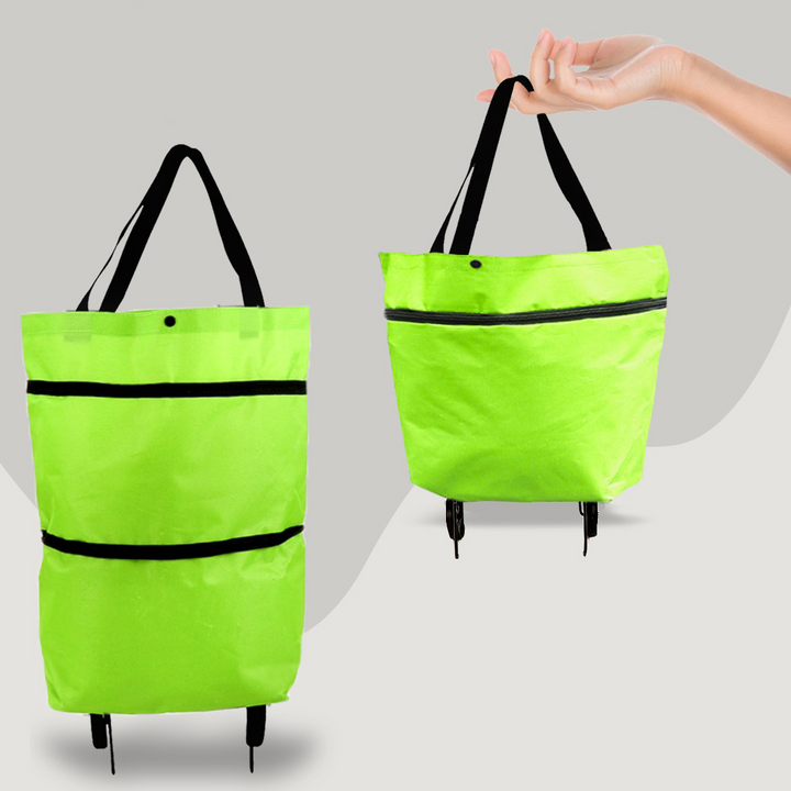 Unisex 2-i-1 shoppingväska med hjul, hopfällbar för enkel transport. Praktisk vardagsväska för dina inköp.