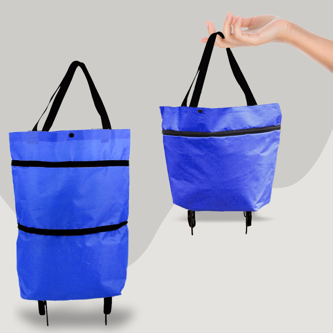 Färgglad unisex shoppingväska med hjul, hopfällbar design. Perfekt 2-i-1 shoppingvagn för en aktiv livsstil.