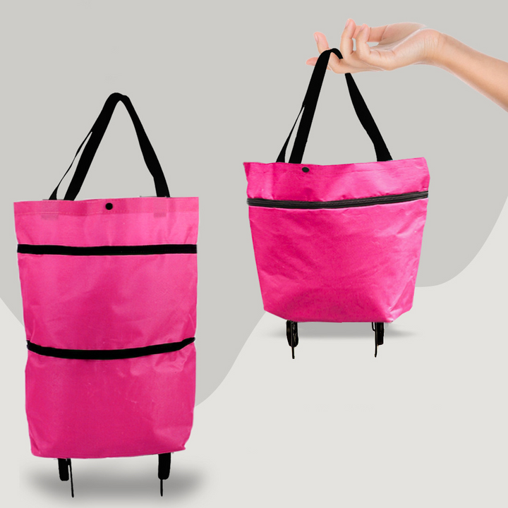 Mångsidig shoppingväska med hjul, enkel att växla från bärväska till rullande vagn. 2-i-1 unisex design.