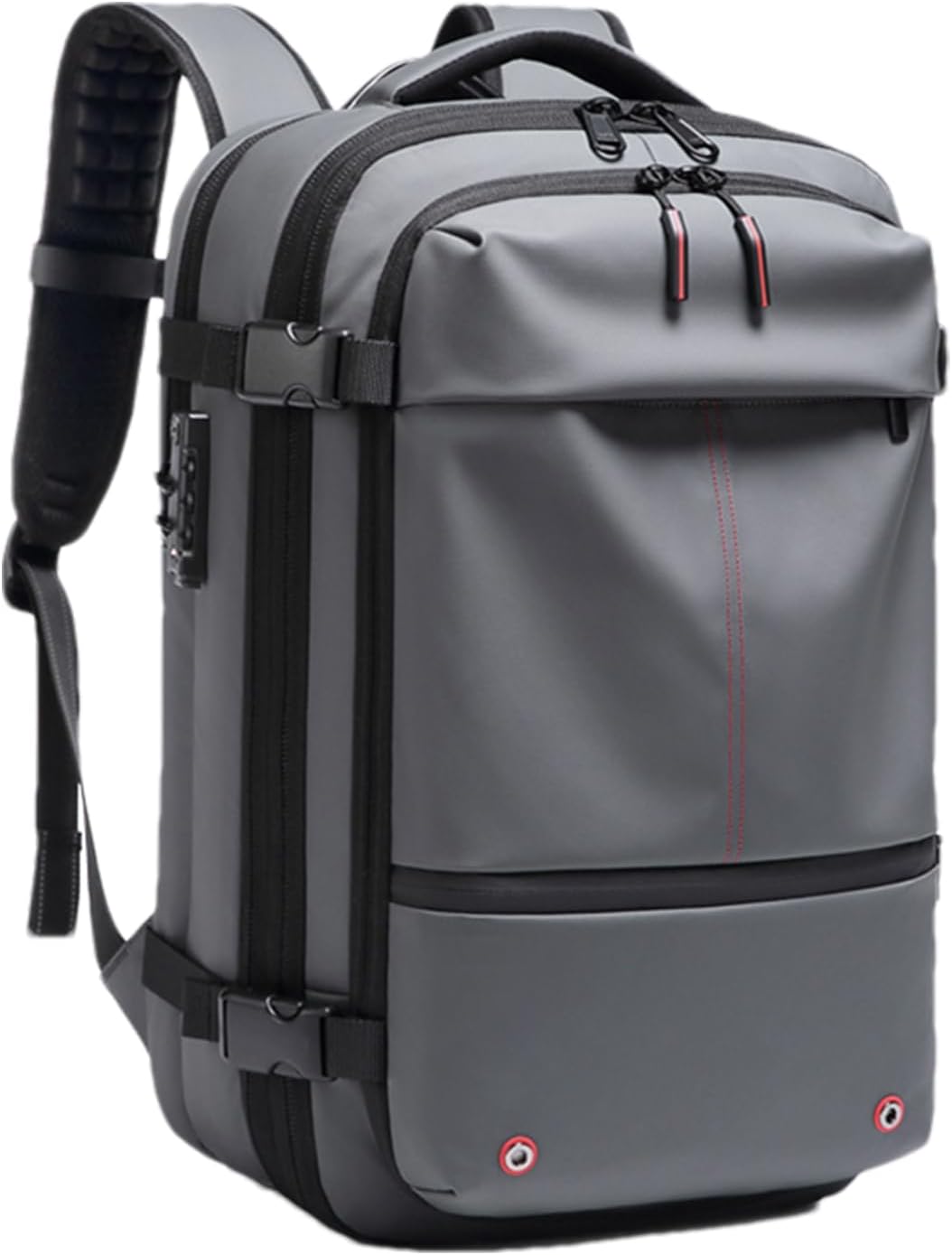 Unisex 60L vattentät ryggsäck, expanderbar med stöldskydd och separat laptopfack för trygga resor.