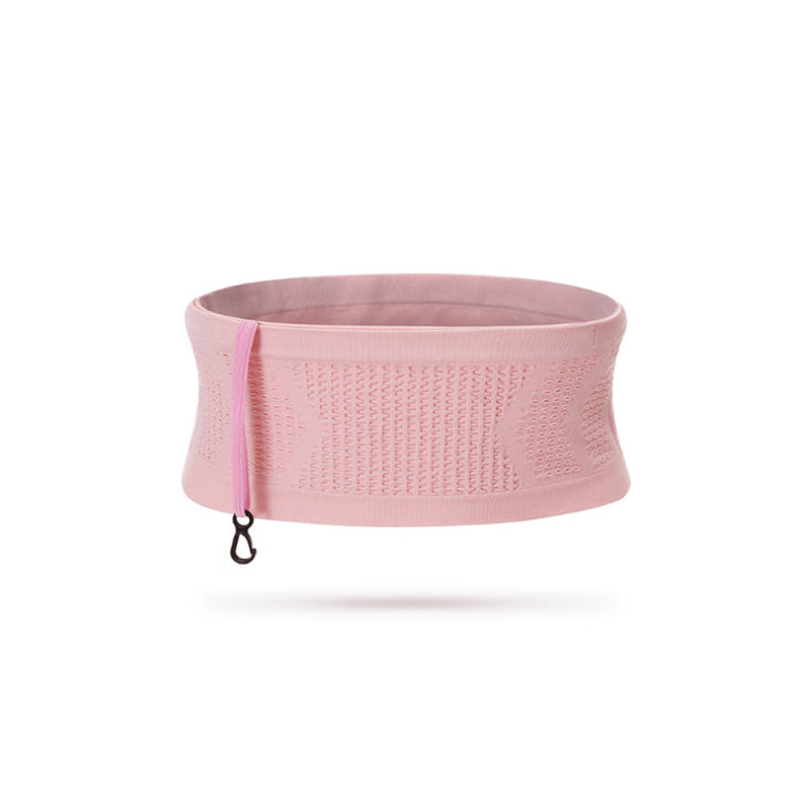 "Unisex andningsbar stickad midjeväska i grått, ergonomisk design med fyra flexibla fickor och justerbart bälte för sport."