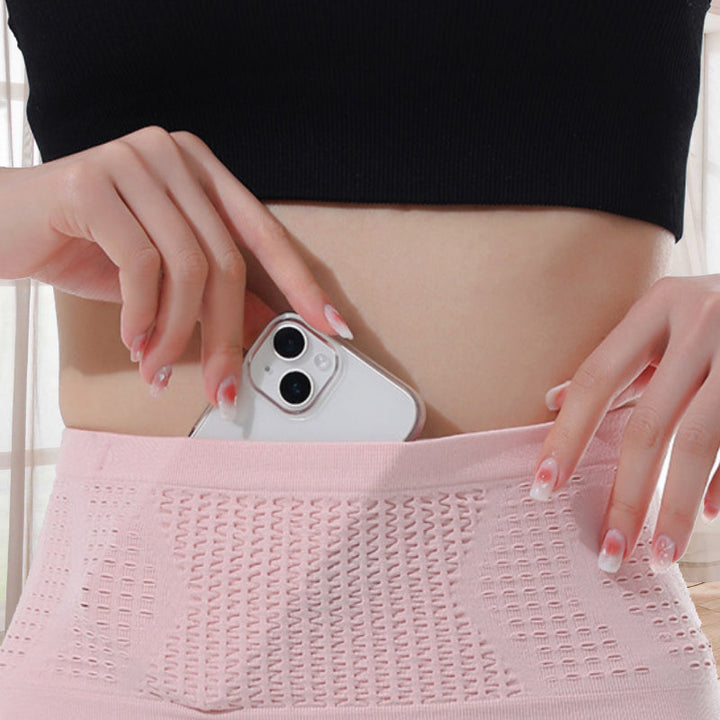 "Unisex andningsbar stickad midjeväska i grått, ergonomisk design med fyra flexibla fickor och justerbart bälte för sport."