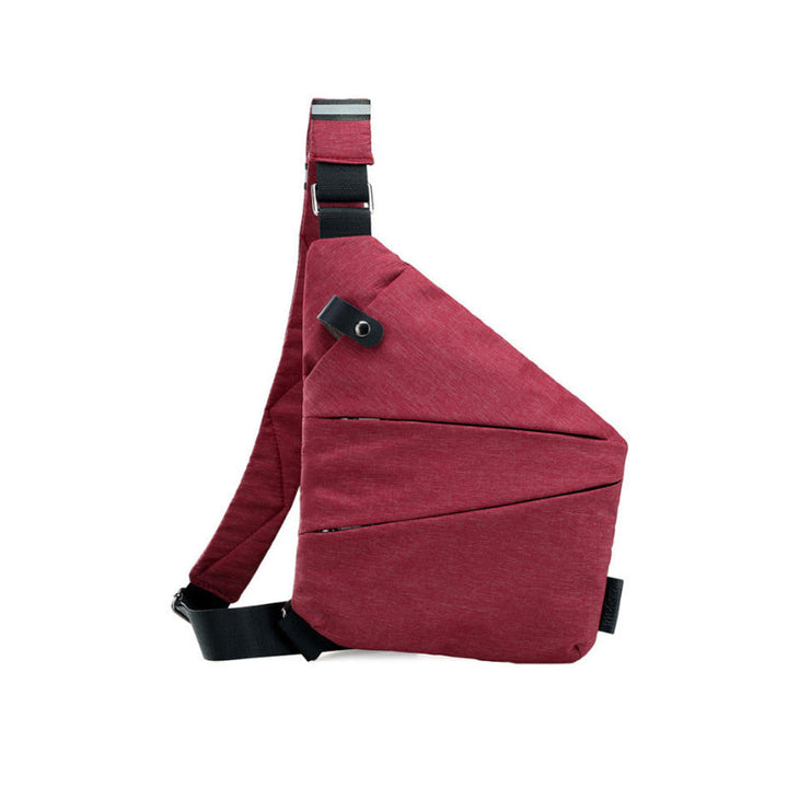 Vattentålig anti-stöld axelväska i polyester med organiserade fack för säker förvaring, unisex design.