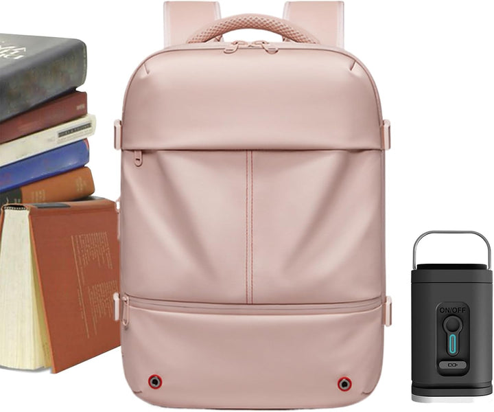 Unisex Arvid reseryggsäck, expanderbar och vattentät. Inbyggd vakuumkomprimering för smart packning på resan.