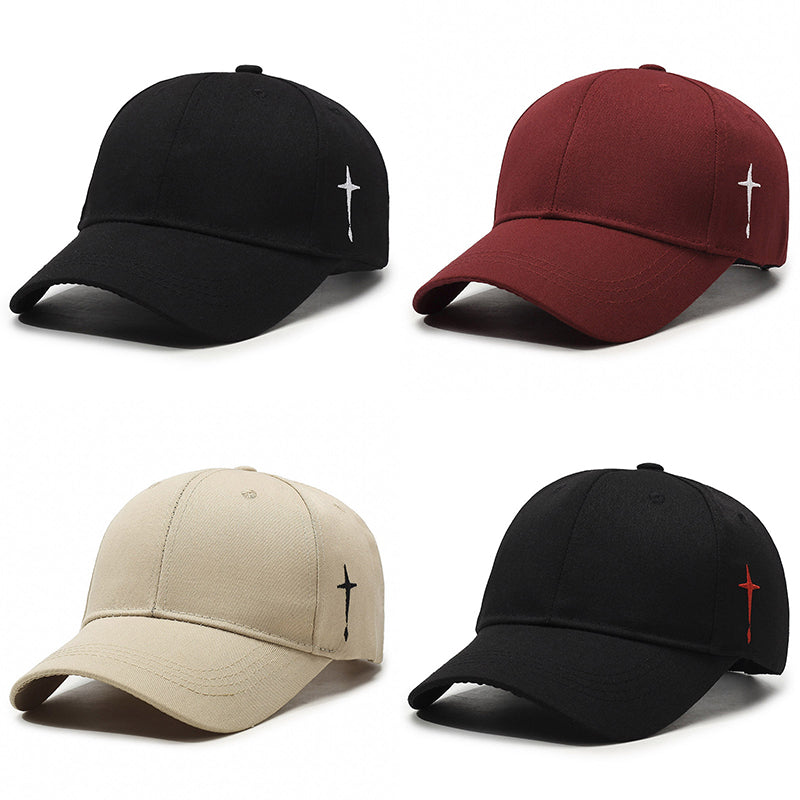 Modekeps: Svart unisex baseballkeps med iögonfallande korsdesign, justerbar för alla