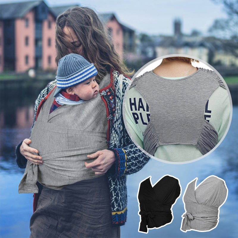 "Unisex bebis bärsele i mjuk bomull, ergonomisk design, grå färg, optimal komfort och säkerhet för barn och föräldrar."