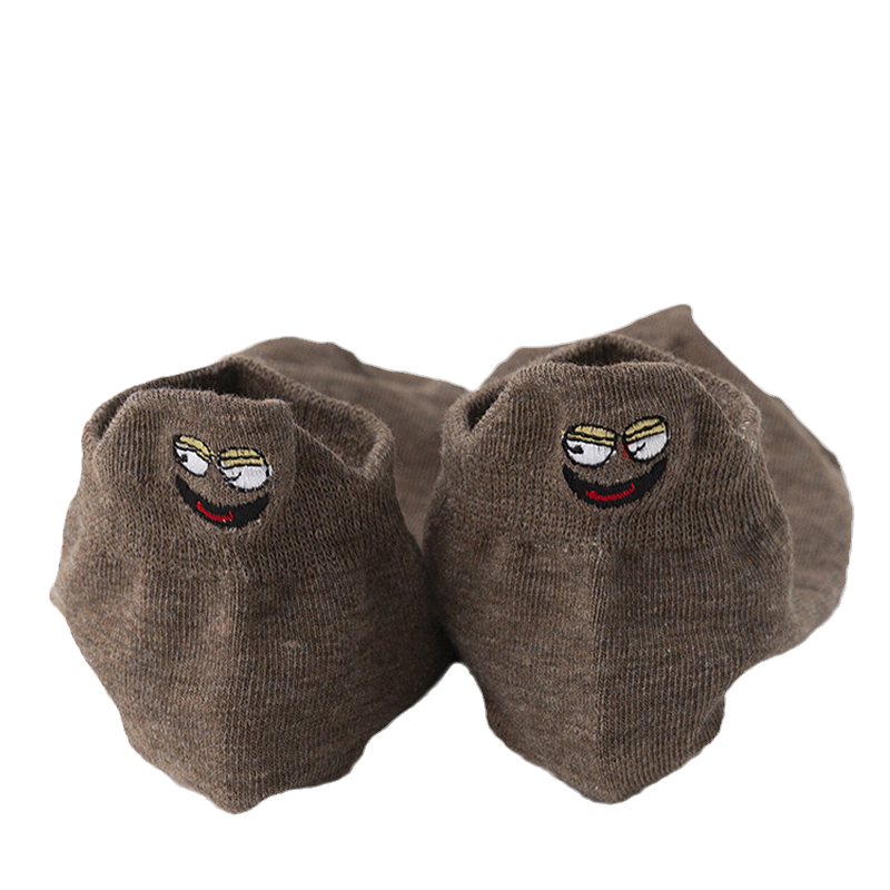 "Unisex broderade crew strumpor, japansk stil med smiley-mönster, mångsidig och elegant design, för alla årstider."