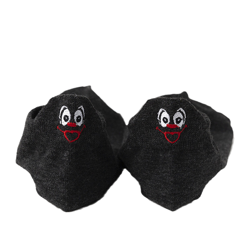 "Unisex broderade crew strumpor, japansk stil med smiley-mönster, mångsidig och elegant design, för alla årstider."