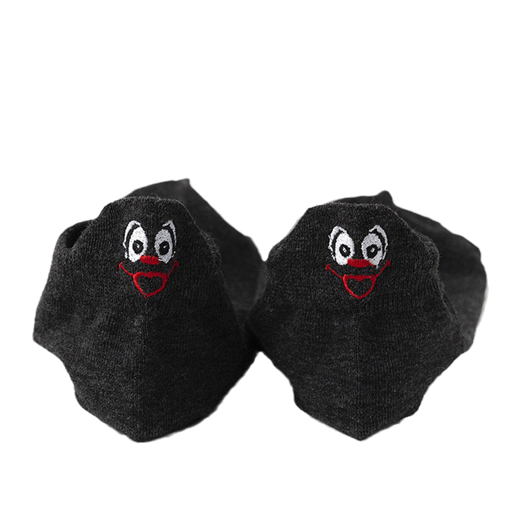 "Unisex broderade crew strumpor, japansk stil med smiley-mönster, mångsidig och elegant design, för alla årstider."