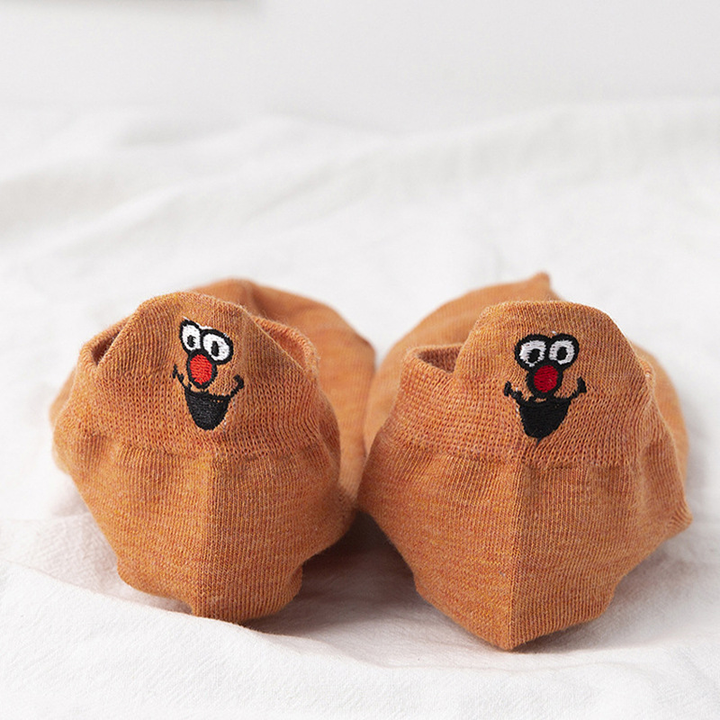 "Unisex broderade crew strumpor, japansk stil med smiley-mönster, mångsidig och elegant design, för alla årstider."