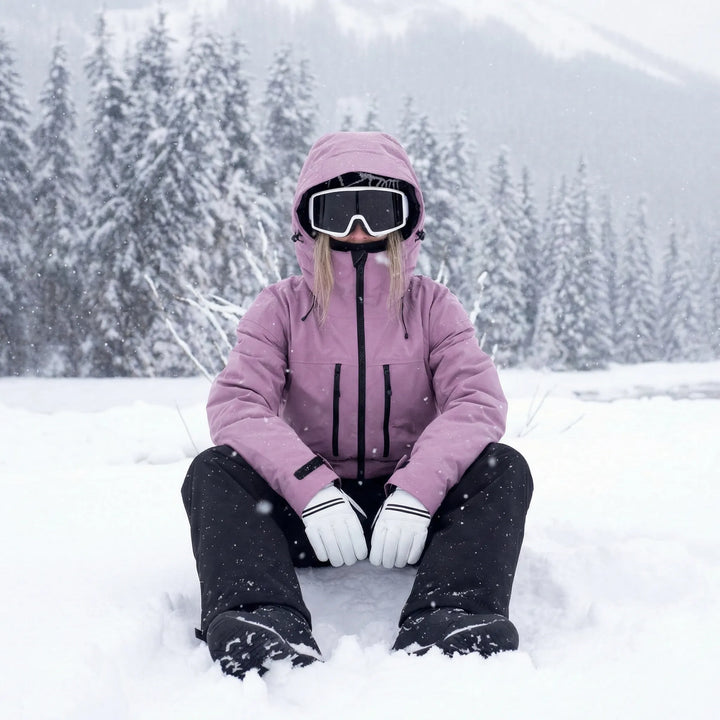 Unisex Carlotta skid- & snowboardjacka. Vindtät & snöavvisande skaljacka för herr/dam, i lila/svart/rosa.