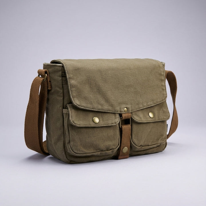 Vintagestil crossbodyväska i canvas, unisex modell. En praktisk axelremsväska för organisering av tillhörigheter.