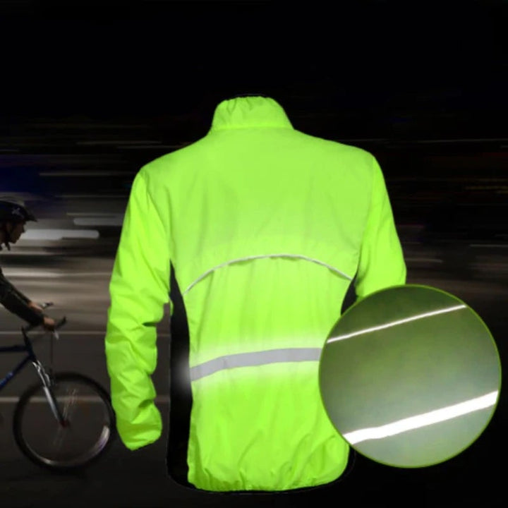 "Unisex cykel vindjacka med reflexer, vattentät och vindbeständig, synlig reflexdesign, perfekt för blåsiga och regniga dagar