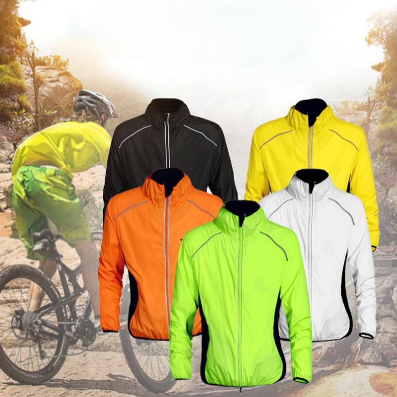 "Unisex cykel vindjacka med reflexer, vattentät och vindbeständig, synlig reflexdesign, perfekt för blåsiga och regniga dagar