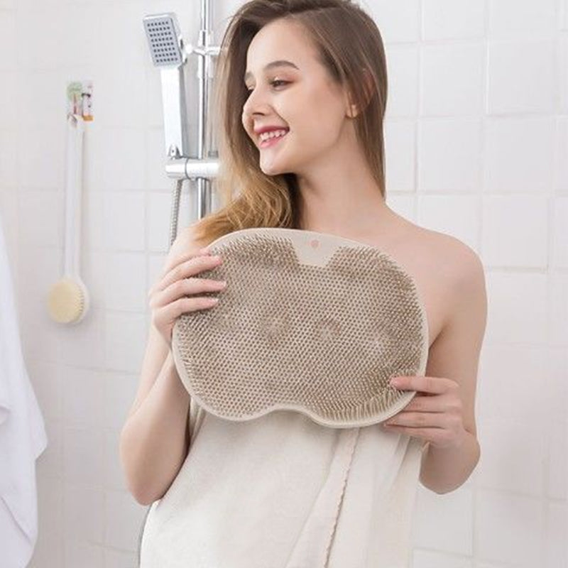 "Unisex dusch- och massageskrubb i mjukt TPR, perfekt för massage av fötter och rygg. Finns i flera färger."