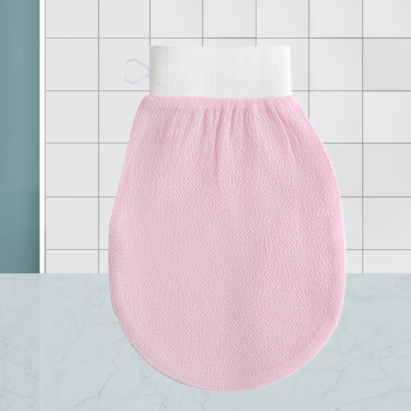 "Unisex exfolieringshandskar i viskos, böngrön och lila färg, tar bort död hud för mjukare hud."