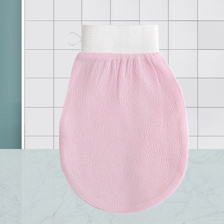 "Unisex exfolieringshandskar i viskos, böngrön och lila färg, tar bort död hud för mjukare hud."
