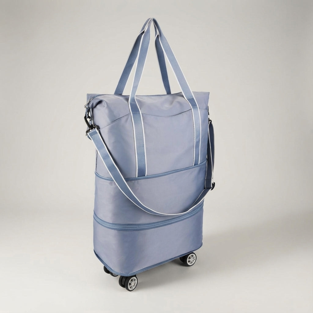 Smidig unisex duffelväska med hjul, hopfällbar design. Vattenavvisande resebagage för alla resor.