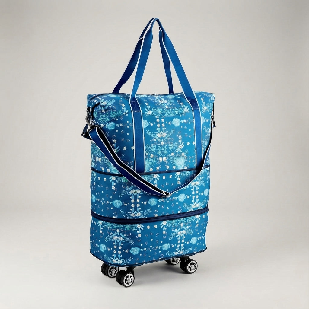 GlideBag fällbar duffelväska med hjul, perfekt som flexibelt resebagage. Vattenavvisande unisex resväska.