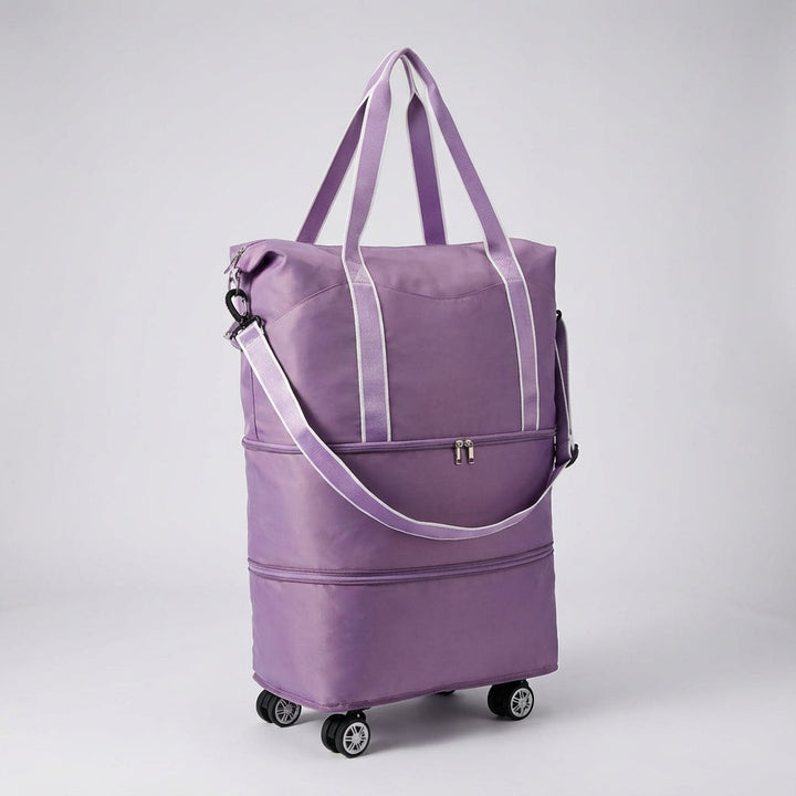 Stilren svart duffelväska GlideBag med hjul. Fällbar resväska, vattenavvisande och perfekt som unisex bagage.