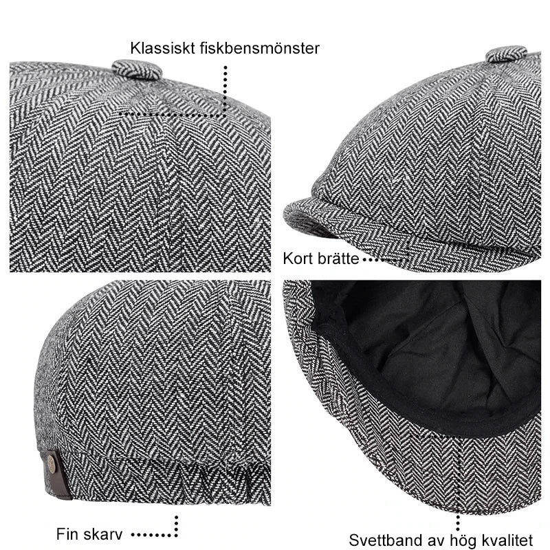 "Unisex Gatsby basker keps i bomull med retrodesign, andningsbar och bekväm för alla årstider, perfekt för män."