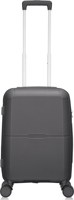 Praktisk handbagageresväska med tåligt hårdskal och fyrdubbla spinnerhjul.