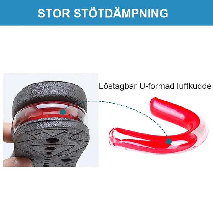 Unisex höjande innersula med luftkudde, diskret design, justerbar höjd 3-7,5 cm, bekväm, passar de flesta skomodeller.