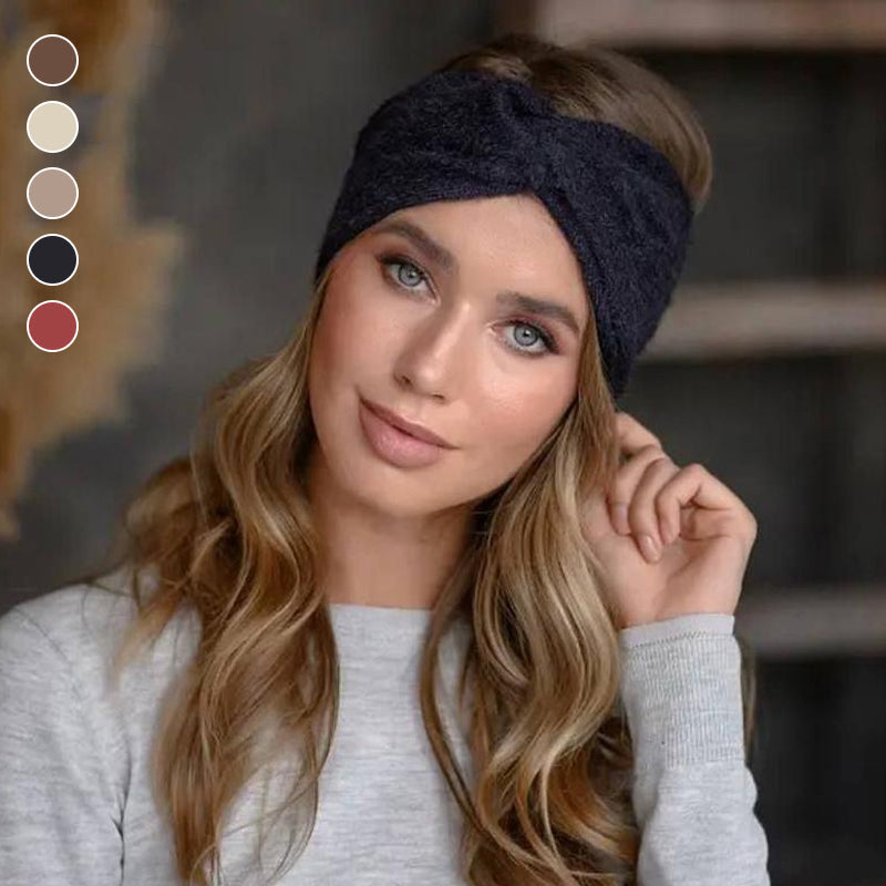"Unisex huvudband i mjuk ljusrosa babyalpacka, elastisk och stilren design för kalla dagar, dam-accessoar."
